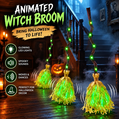 SpookySweep Animated Witch Broom