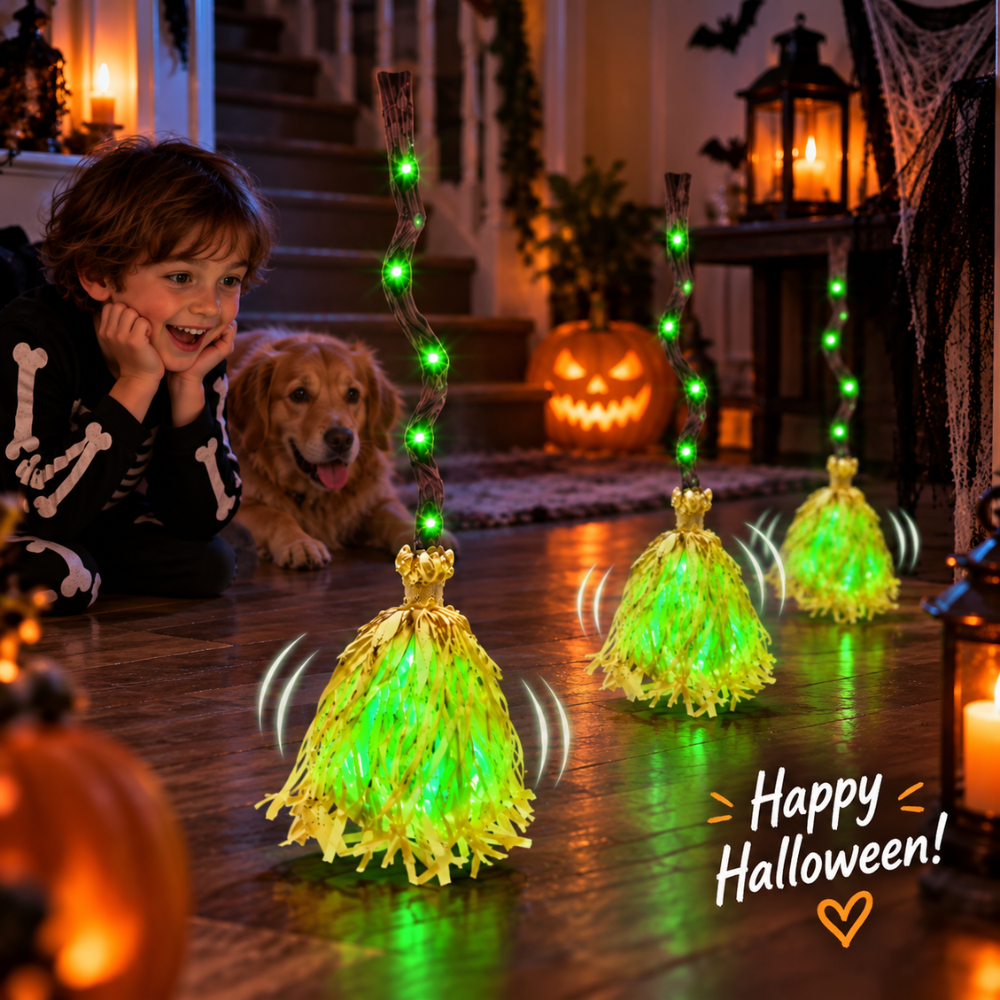 SpookySweep Animated Witch Broom