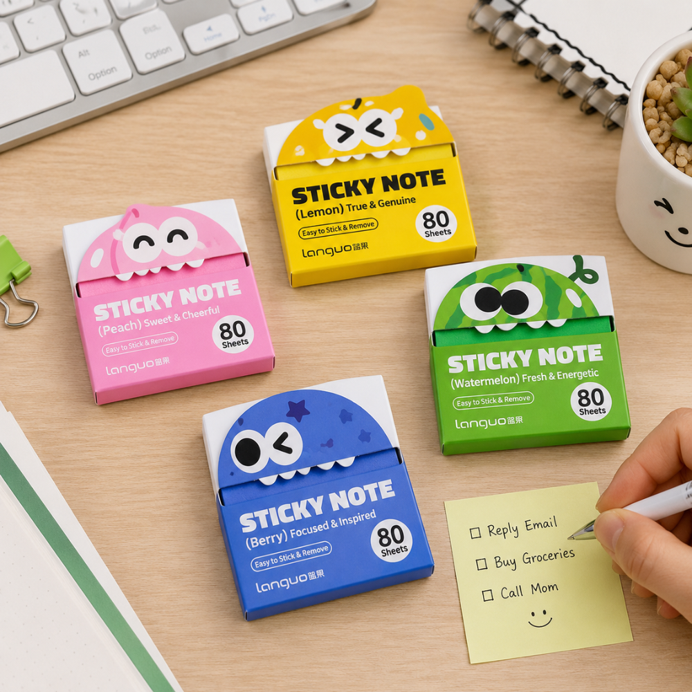 FruityFun Cartoon Sticky Notes