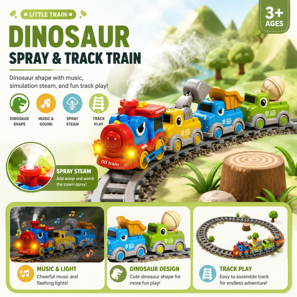 Dino Steam Train Track Set