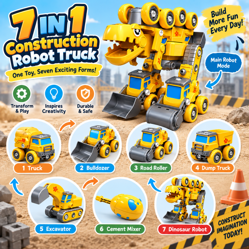 DinoBuild 5-in-1 Construction Truck Set