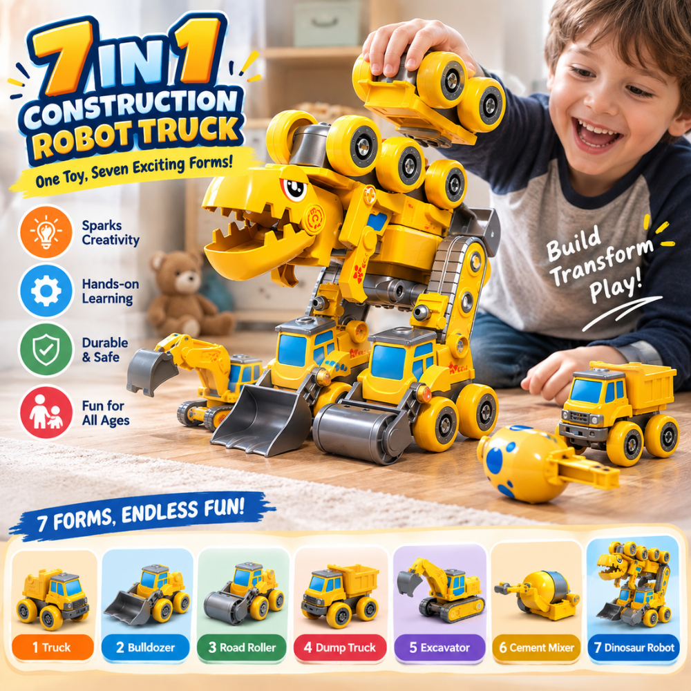 DinoBuild 5-in-1 Construction Truck Set