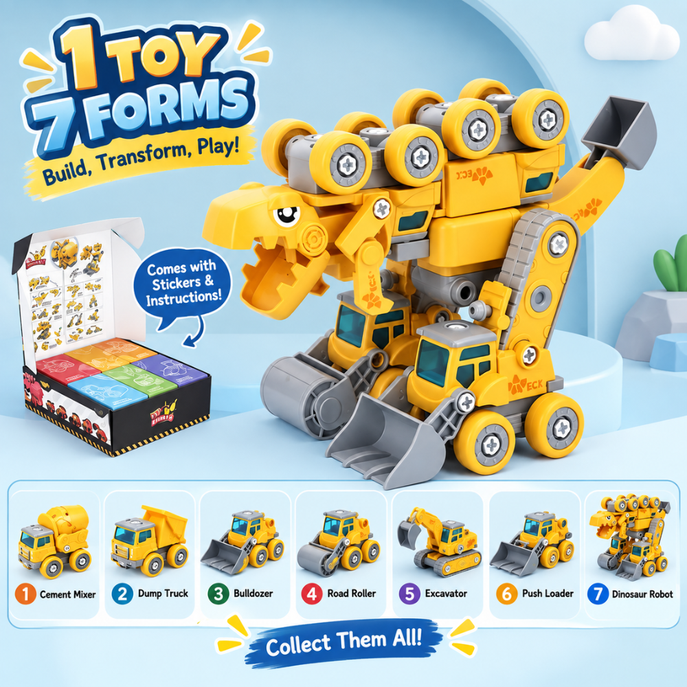 DinoBuild 5-in-1 Construction Truck Set