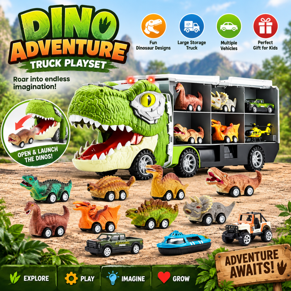 DinoHauler Dinosaur Truck & Car Set