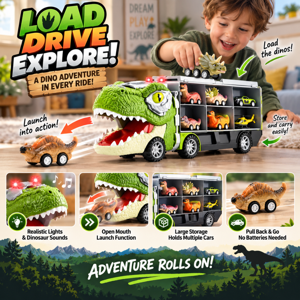 DinoHauler Dinosaur Truck & Car Set
