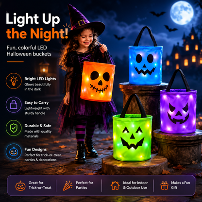 GlowTreat LED Halloween Candy Bucket