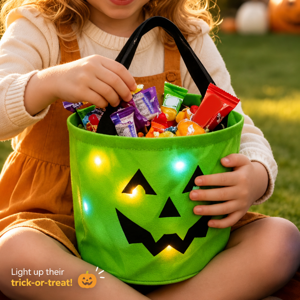 GlowTreat LED Halloween Candy Bucket