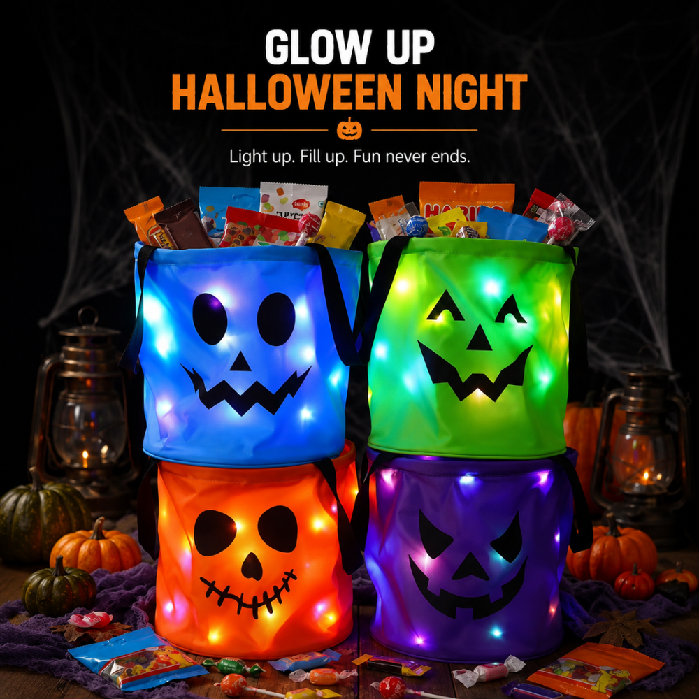 GlowTreat LED Halloween Candy Bucket