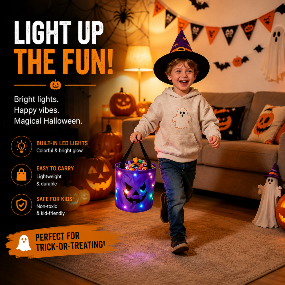 GlowTreat LED Halloween Candy Bucket