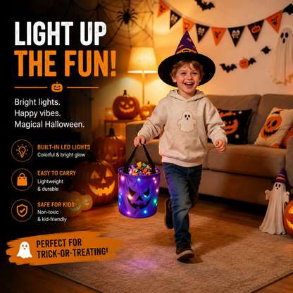 GlowTreat LED Halloween Candy Bucket