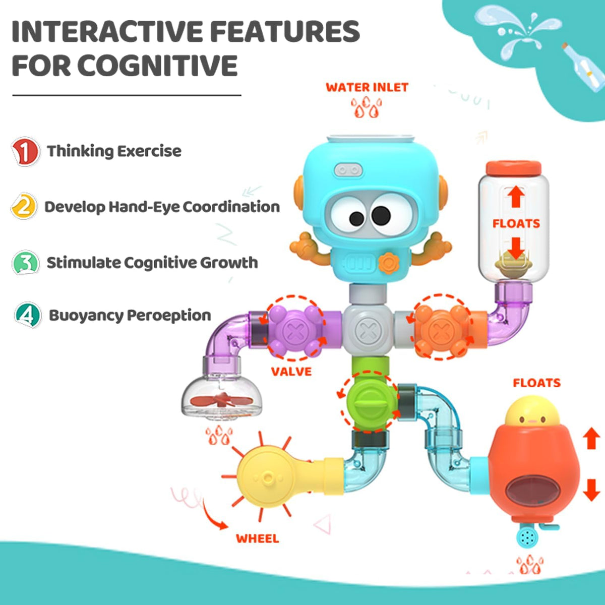 RoboSplash & Spin Pipe Builder Bath Toys