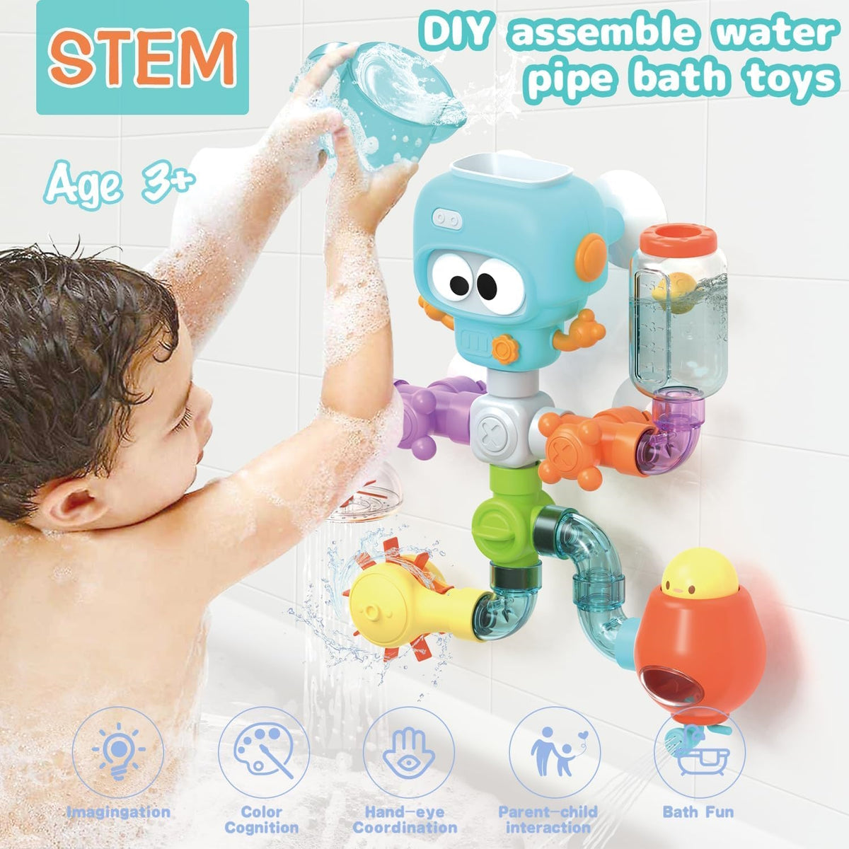 RoboSplash & Spin Pipe Builder Bath Toys