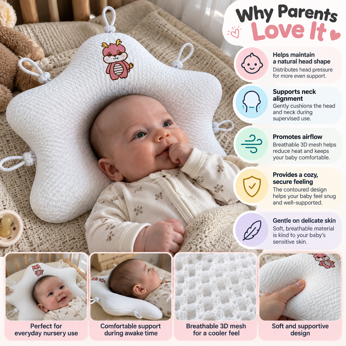 StarNest Baby Head Support Pillow