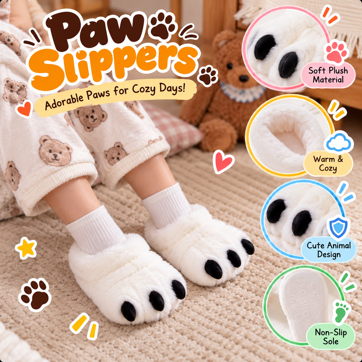 CozyPaws Monster Claw Slippers