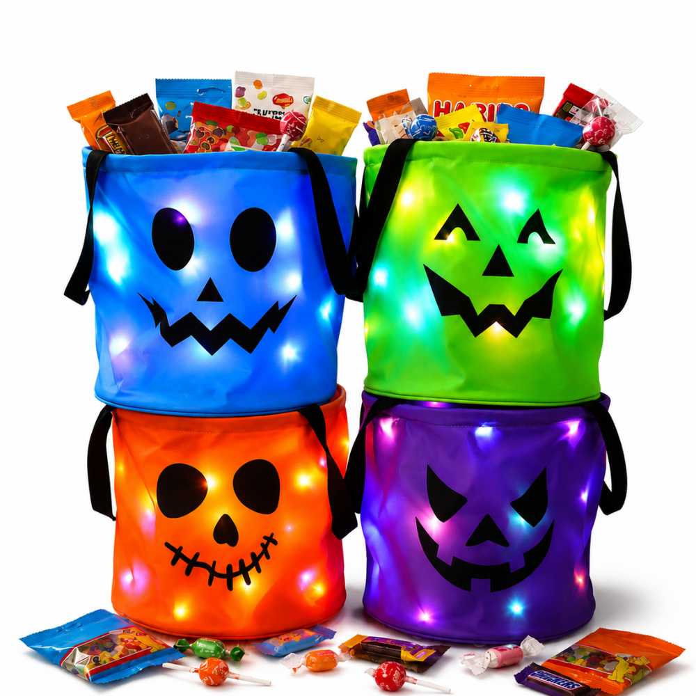 GlowTreat LED Halloween Candy Bucket